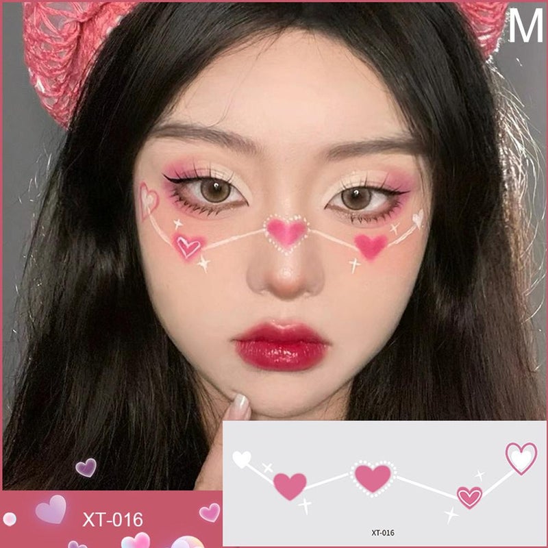 Cute and sweet girl makeup face stickers, star and heart blush, photo support eye and face painting tattoo stickers
